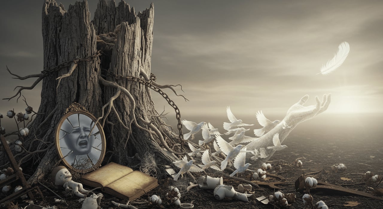 Which literary technique involves the use of symbols to represent ideas or qualities, often seen in Morrison's exploration of slavery's aftermath? - Question Image