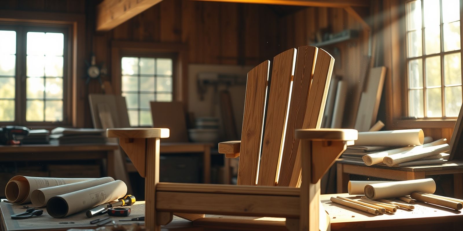 While seemingly simple, the modern Adirondack chair design evolved from earlier versions. What characteristic feature was *not* part of Thomas Lee's original 1903 design for his Westport chair? - Question Image