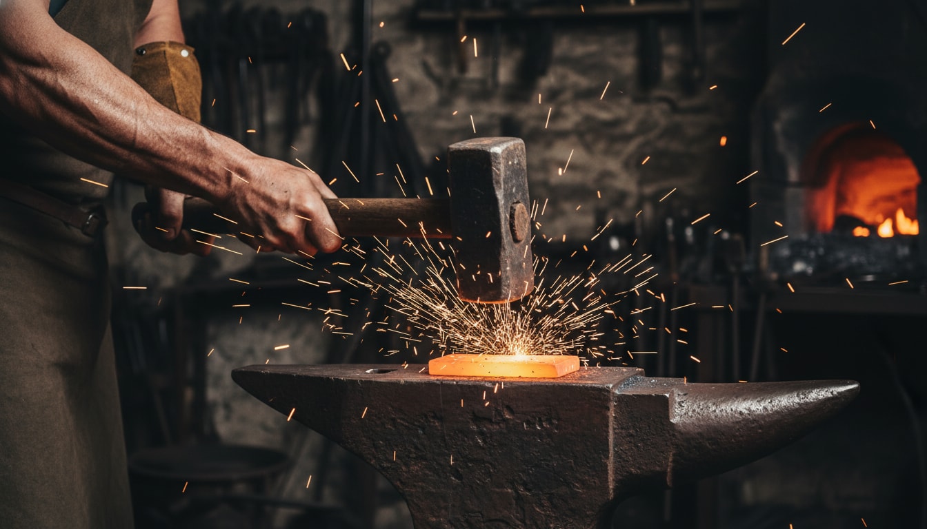 What's this fiery process of shaping hot metal with a hammer called? - Question Image