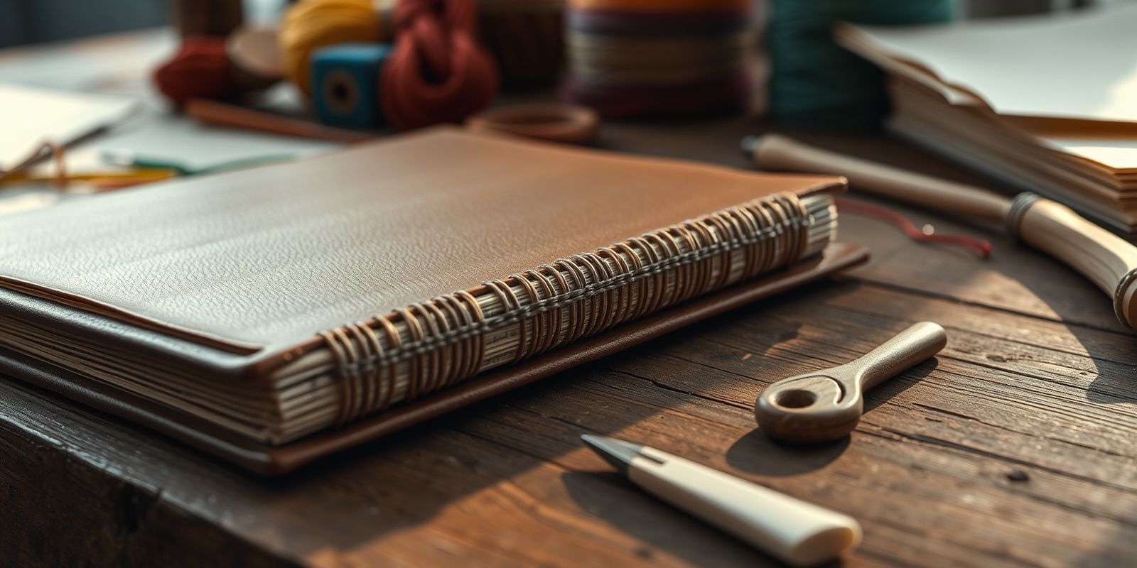 When performing the Coptic stitch in bookbinding, what distinctive visual feature is typically created on the spine? - Question Image
