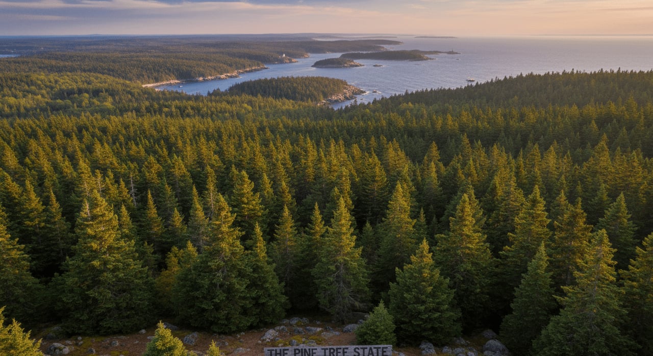 Which U.S. state is known for its abundant pine forests and is often called 'The Pine Tree State'? - Question Image