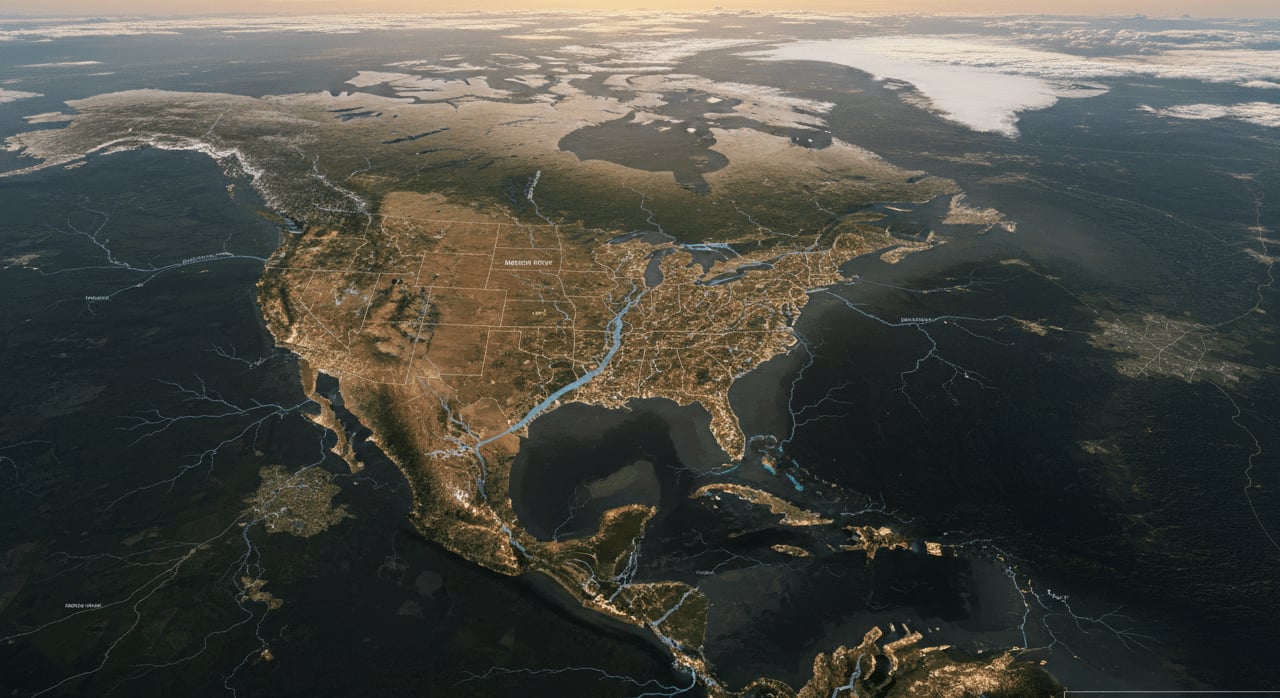 What is the primary function of the Mississippi River in North America's drainage system? - Question Image