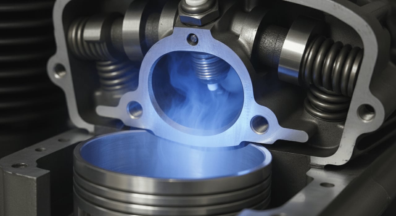 What fundamental component allows a motorcycle engine's cylinders to receive fuel and air mixture for combustion? - Question Image