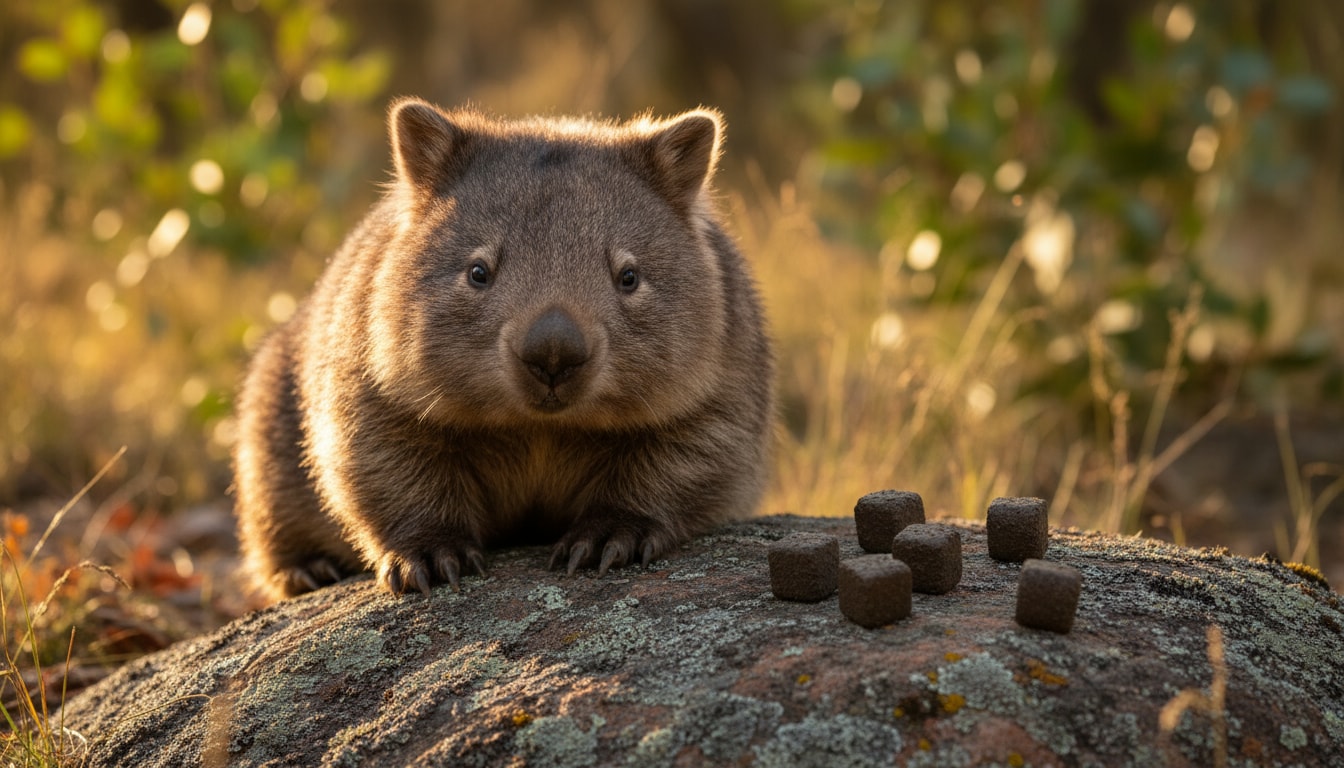 Which animal poops in cubes to mark its territory? - Question Image