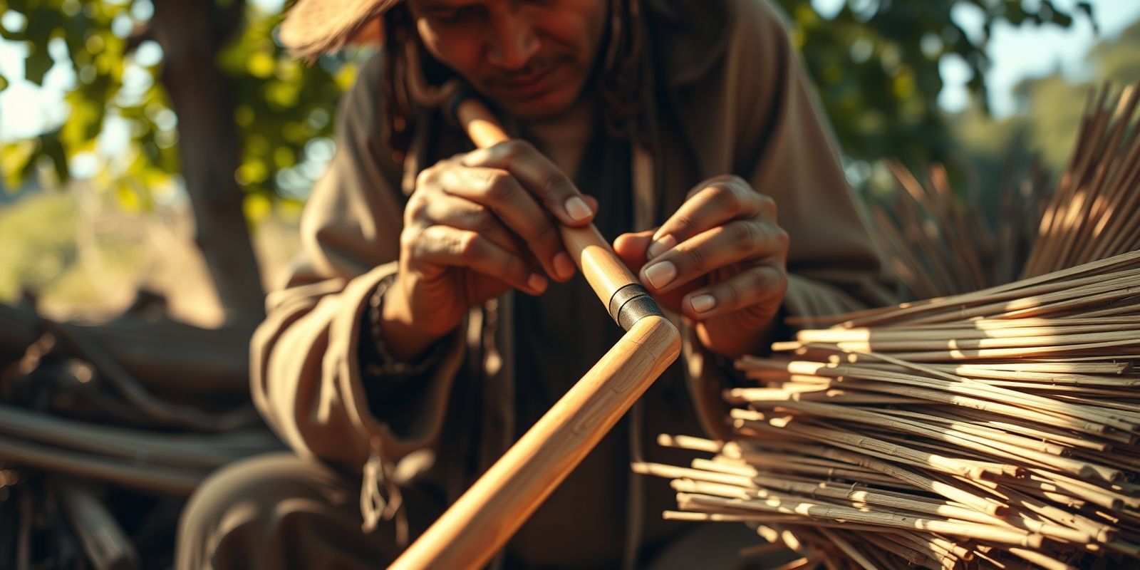 Across many tribes, which fast-growing plant with a segmented stem was commonly used for making flutes and other musical instruments, as well as for arrow shafts and pipes? - Question Image